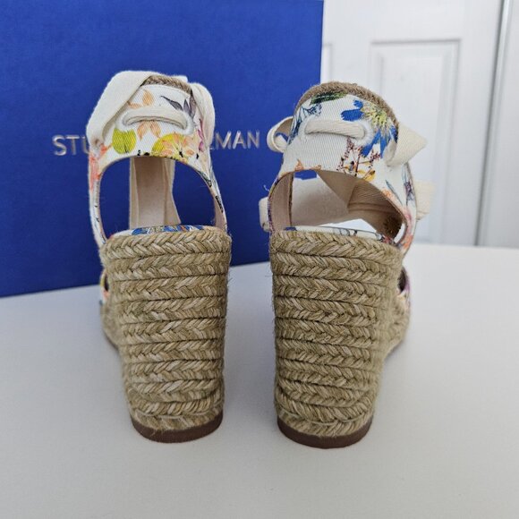 Stuart Weitzman Marguerita Floral Espadrille Wedge Sandals- Size 7 - Picture 12 of 16